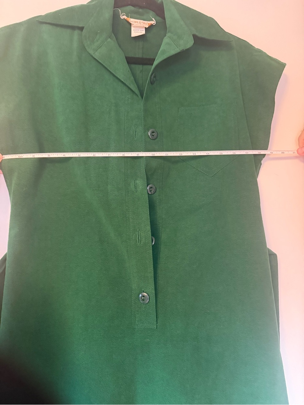 Vintage Forest Green Button-Front Shift Dress - Picture 11 of 14